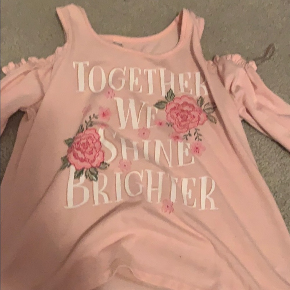 pink off the shoulder shirt